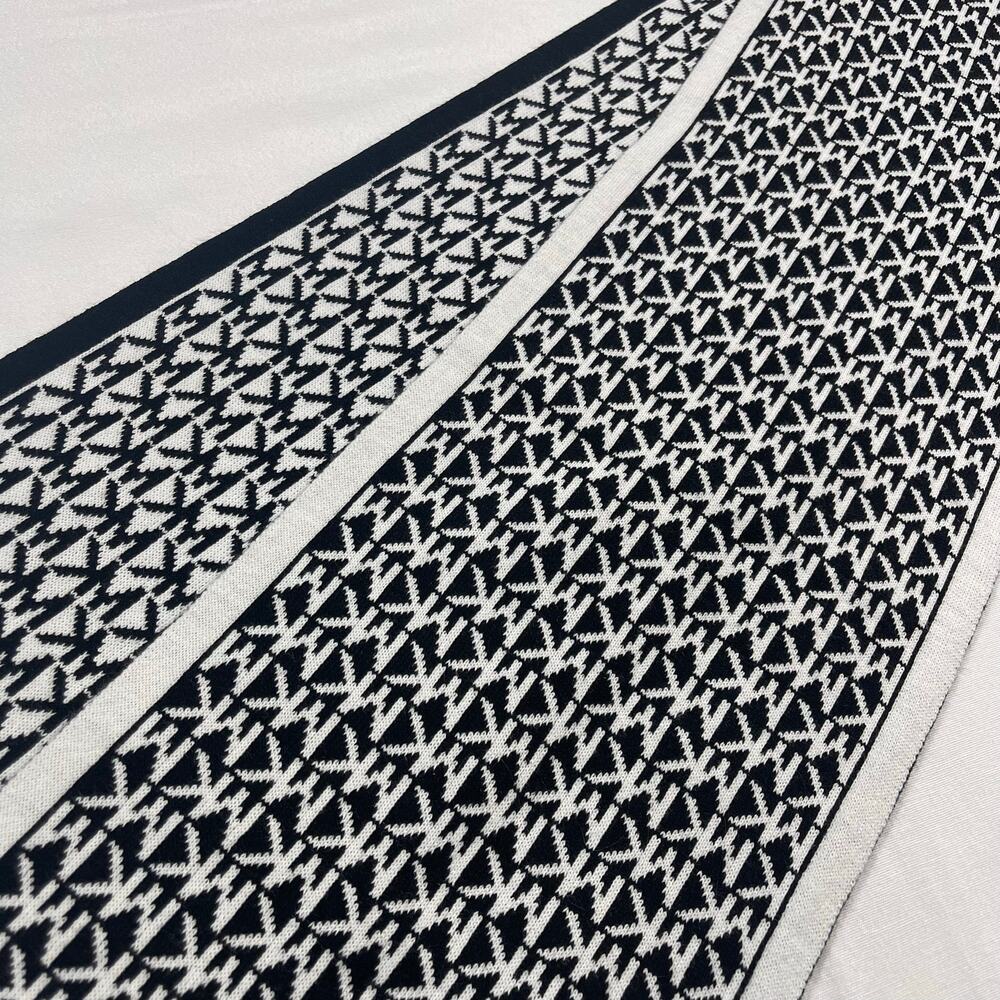 Michael Kors MK Monogram Scarf Black White Knit Designer Logo Winter